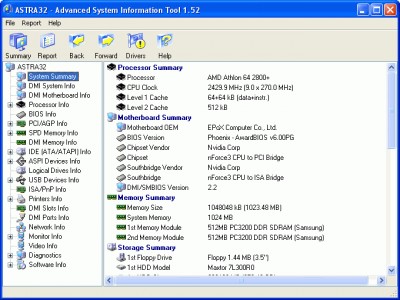 ASTRA32 - Advanced System Information Tool 1.30 screenshot
