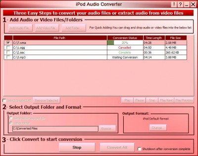 AT iPod Audio Converter 1.0.0.5 screenshot