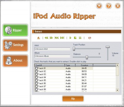AT iPod Audio Ripper 1.0.0.6 screenshot