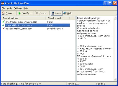Atomic Mail Verifier 7.36 screenshot