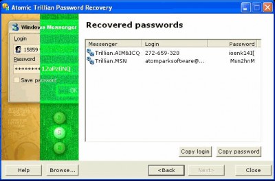 Atomic Trillian Password Recovery 1.10 screenshot