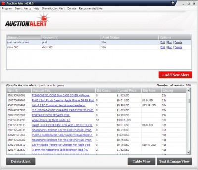 Auction Alert eBay Software 2.1.0 screenshot