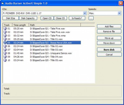 Audio Burner Activex (OCX) 1.0 screenshot