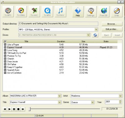 Audio CD Grabber 2.7.8 screenshot