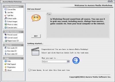 Aurora Media Workshop 3.4.47.6 screenshot