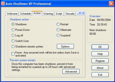 Auto ShutDown XP Professional 2003 screenshot