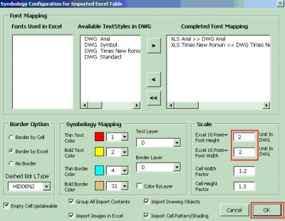 AutoCAD Excel Office2CAD 8.5 screenshot