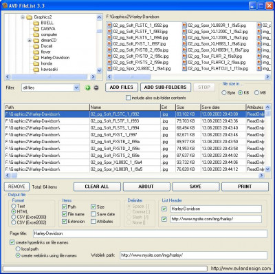AVD FileList 3.3.04 screenshot