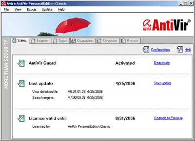 Avira AntiVir PersonalEdition Classic 7.00.03.02 screenshot