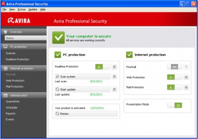 Avira Professional Security 2013 13.0.0.289 screenshot