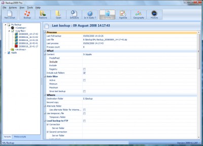 Backup2009 Pro 7.1.264 screenshot