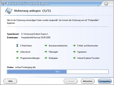 BackupTool für Outlook Express 3.4.90.142 screenshot