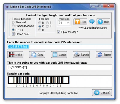 Bar Code 2 of 5 Interleaved 6.0 screenshot