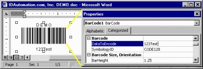 Barcode Add-in for Microsoft Office 1.3 screenshot