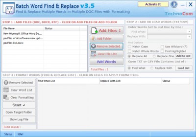 Batch Word Find and Replace 4.6.6.22 screenshot