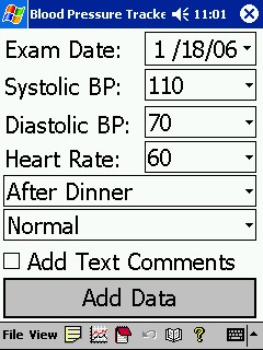 Blood Pressure Tracker for Pocket PC 5.8 screenshot