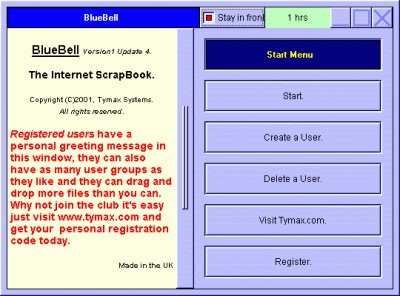 BlueBell - Internet Scrapbook. 1U5 screenshot
