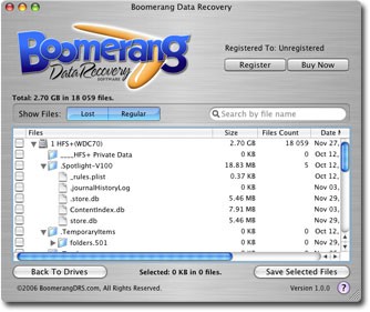 Boomerang Data Recovery MAC OSX 1.1.1 screenshot