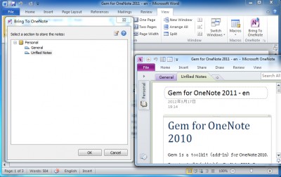 Bring to OneNote 2010 8.0.2.43 screenshot
