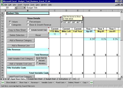 Budget Tool Business Excel 30 screenshot