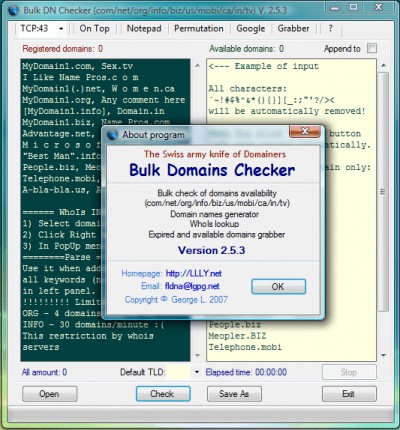 Bulk Domains Checker 2.5.3 screenshot