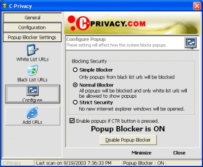 C-Privacy 2.3 screenshot
