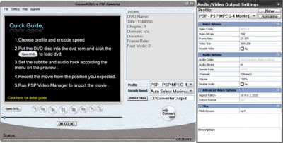 C SOFT - DVD to PSP Converter 53.2.026 screenshot