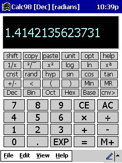 Calc98 for Windows Mobile 5.3 screenshot