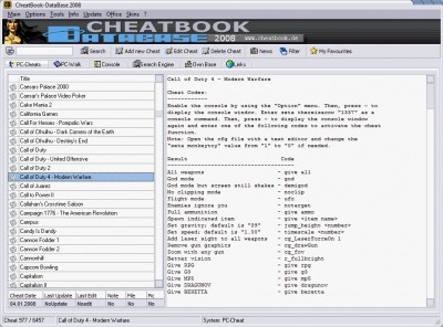 CheatBook-DataBase 2008 1.0 screenshot