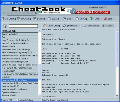 CheatBook Issue 12/2005 12/2005 screenshot