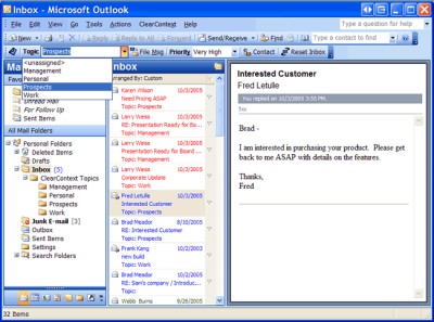ClearContext Inbox Manager Personal Ed 2.0.6 screenshot