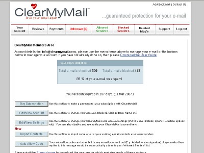 ClearMyMail Spam Blocker 3 screenshot
