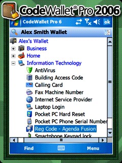 CodeWallet Pro for Windows Mobile 6.62 screenshot
