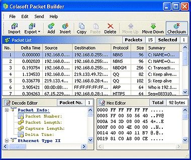 Colasoft Packet Builder 2.0 screenshot