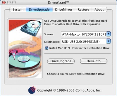CompuApps DriveWizard For Mac OS X V1 screenshot