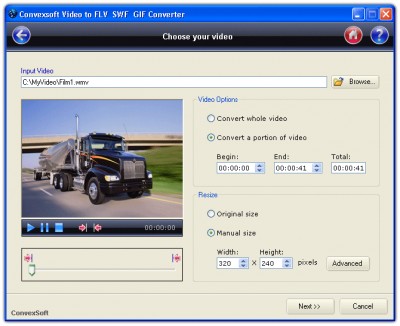 Convexsoft Video to FLV SWF GIF Converter 4.1 screenshot