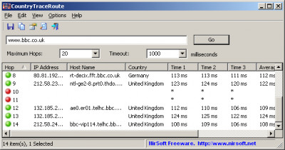 CountryTraceRoute 1.31 screenshot