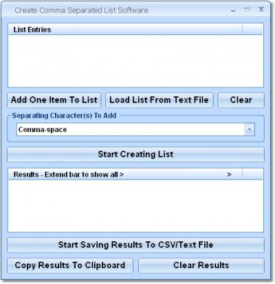 Create Comma Separated List Software 7.0 screenshot