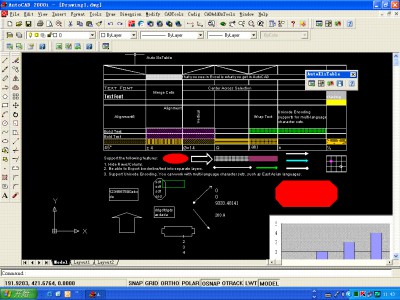 Create Excel table in AutoCAD 2009 AutoXlsTab screenshot