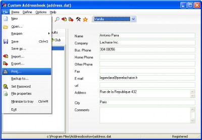 Custom Addressbook 6.0 screenshot