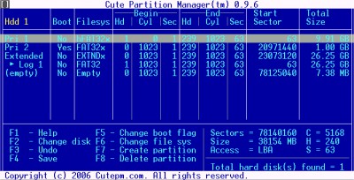 Cute Partition Manager 0.9.8 screenshot