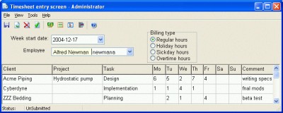 CyberMatrix Timesheets Client/Server 3.00 screenshot