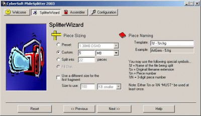 CyberSoft PhileSplitter 2003 4.0.1 screenshot