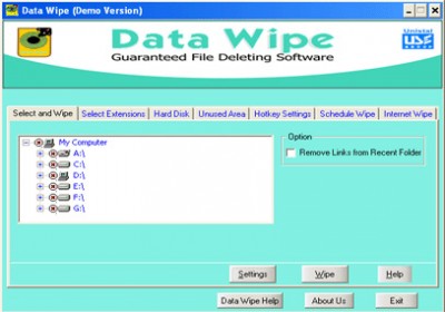 Data Wipe Software 10.x screenshot