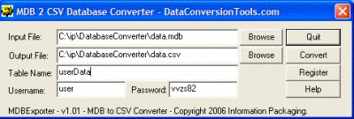 DataConversionTools.com MDB Exporter 1.01 screenshot
