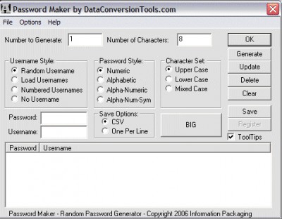 DataConversionTools.com Password Maker 1.01 screenshot