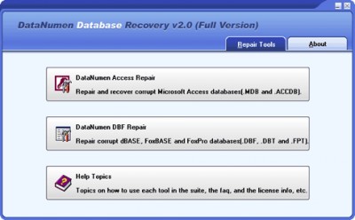 DataNumen Database Recovery 2.7 screenshot