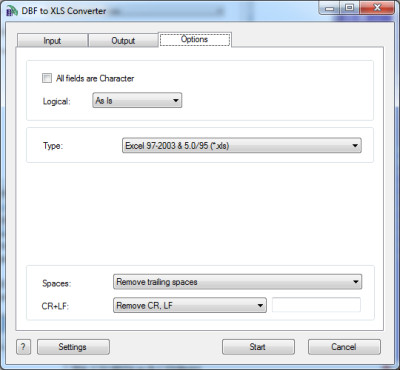 DBF to XLS (Excel) Converter 3.45 screenshot