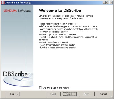 DBScribe for MySQL 1.6 screenshot