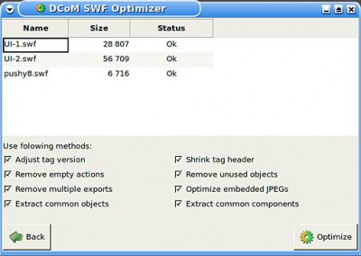 DCoM SWF Optimizer for Linux 1.0 screenshot